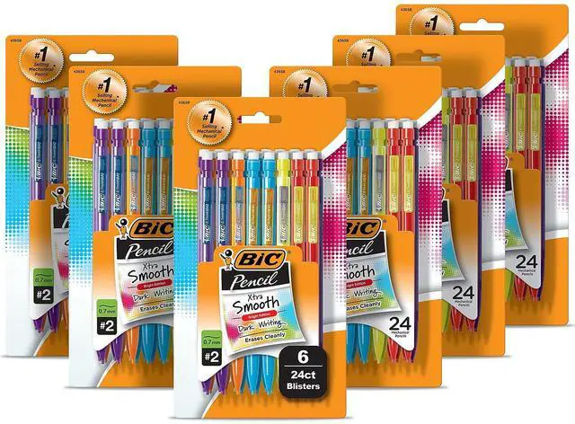 Main image of BIC Xtra-Smooth Bright Edition Mechanical Pencils 0.7mm #2 Medium Lead 24 Pencils/Blister 6 Blisters/Pack (MPCE144E-BLK)