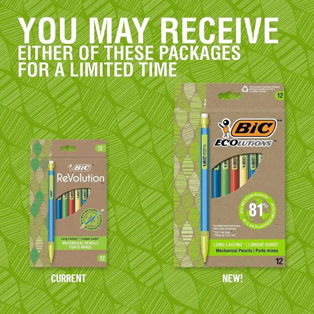 Alt view image 2 of 7 - BIC Ecolutions Mechanical Pencils 0.7mm #2 Medium Lead Dozen (MPE12-BLK)