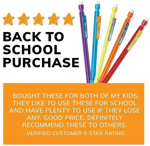 Alt view image 5 of 7 - BIC Xtra-Smooth Bright Edition Mechanical Pencils 0.7mm #2 Medium Lead 24 Pencils/Blister 6 Blisters/Pack (MPCE144E-BLK)