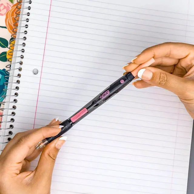 Alt view image 7 of 7 - BIC Break-Resistant Mechanical Pencils with Erasers 0.7mm #2 Medium Lead 2/Pack (MV7PRP2-BLK)