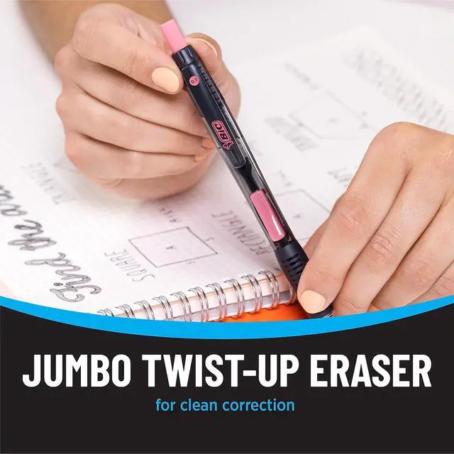 Alt view image 6 of 7 - BIC Break-Resistant Mechanical Pencils with Erasers 0.7mm #2 Medium Lead 2/Pack (MV7PRP2-BLK)