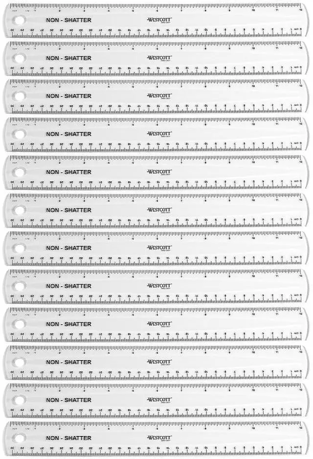 Main image of Westcott 12" Plastic Standard Ruler Clear 12/Box (17725)