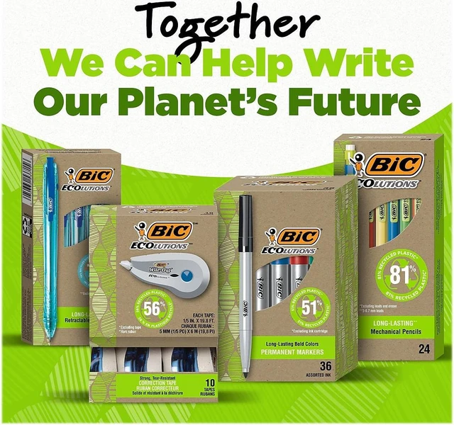 Alt view image 3 of 5 - BIC ECOlutions Retractable Gel Pen Medium Point 1.0 mm Black Ink 12/Pack (RGLE11-BLK)