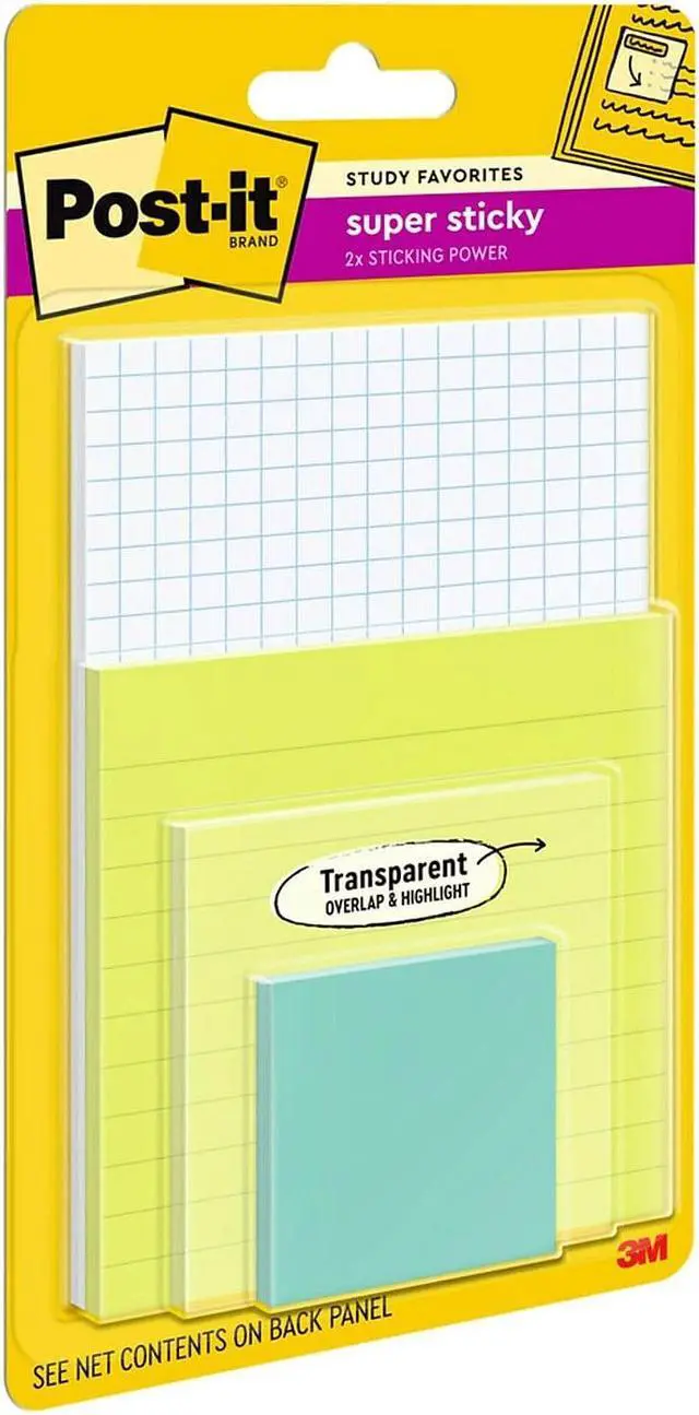 Alt view image 7 of 7 - Post-it Super Sticky Notes Assorted Collection 45 Sheet/Pad 4 Pads/Pack (4622-SSGRID-TR)