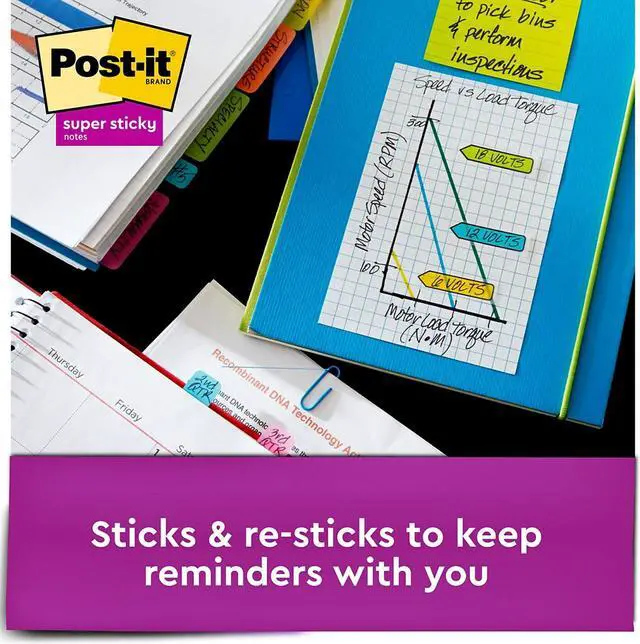 Alt view image 3 of 7 - Post-it Super Sticky Notes Assorted Collection 45 Sheet/Pad 4 Pads/Pack (4622-SSGRID-TR)