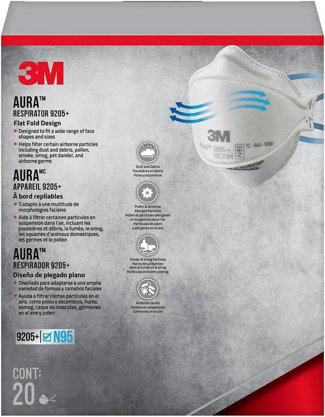 Main image of 3M Aura N95 Particulate Respirator White 20/Pack (9205P-20-DC) 9205PH-20-DC