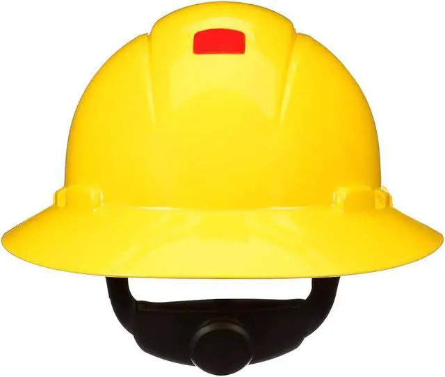Alt view image 6 of 12 - 3M SecureFit HDPE 4-Point Ratchet Suspension Full Brim Hard Hat Yellow (H-802SFR-UV)