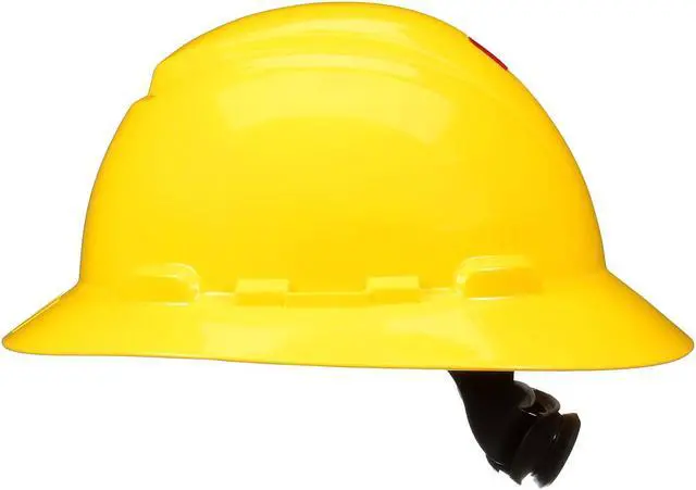 Alt view image 9 of 12 - 3M SecureFit HDPE 4-Point Ratchet Suspension Full Brim Hard Hat Yellow (H-802SFR-UV)