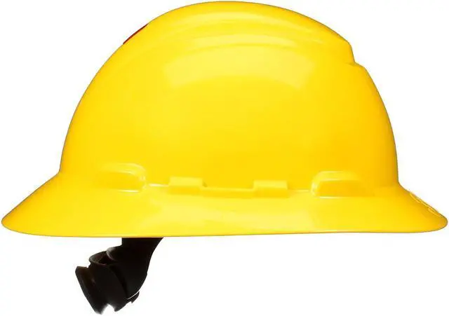 Alt view image 7 of 12 - 3M SecureFit HDPE 4-Point Ratchet Suspension Full Brim Hard Hat Yellow (H-802SFR-UV)