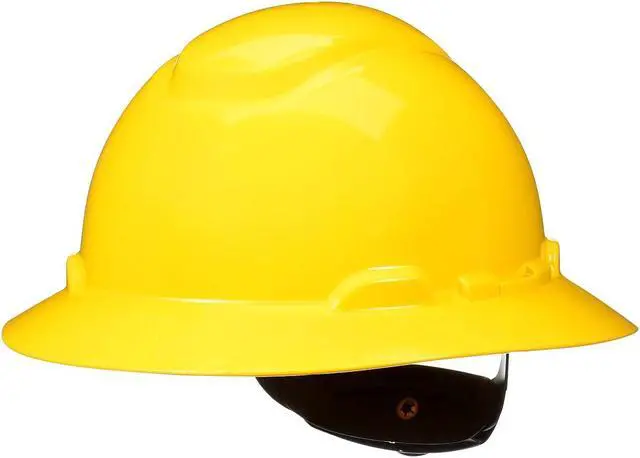 Alt view image 8 of 12 - 3M SecureFit HDPE 4-Point Ratchet Suspension Full Brim Hard Hat Yellow (H-802SFR-UV)