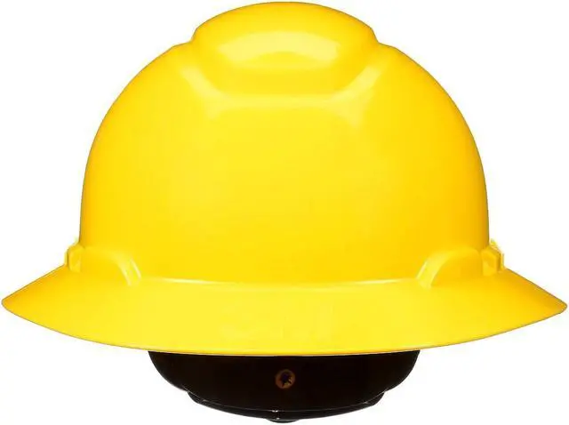 Alt view image 10 of 12 - 3M SecureFit HDPE 4-Point Ratchet Suspension Full Brim Hard Hat Yellow (H-802SFR-UV)