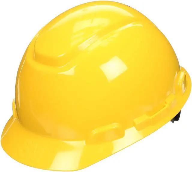 Alt view image 12 of 14 - 3M SecureFit HDPE 4-Point Ratchet Suspension Short Brim Hard Hat Yellow (H-702SFR-UV)