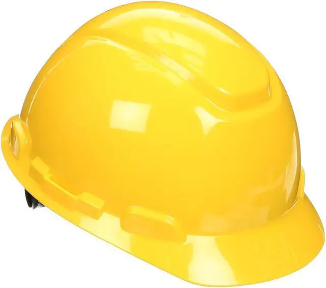 Alt view image 13 of 14 - 3M SecureFit HDPE 4-Point Ratchet Suspension Short Brim Hard Hat Yellow (H-702SFR-UV)