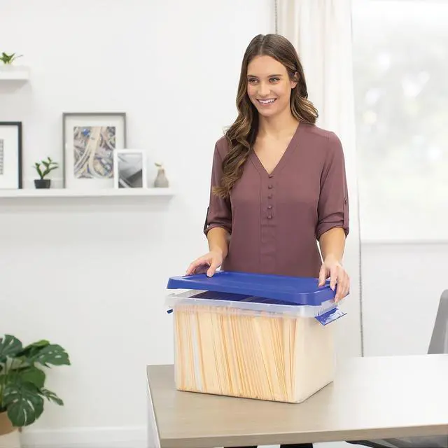 Alt view image 5 of 7 - Bankers Box Bankers Box Heavy-Duty Latch Lid Plastic File Box Letter Size Blue/Clear Each (86101)