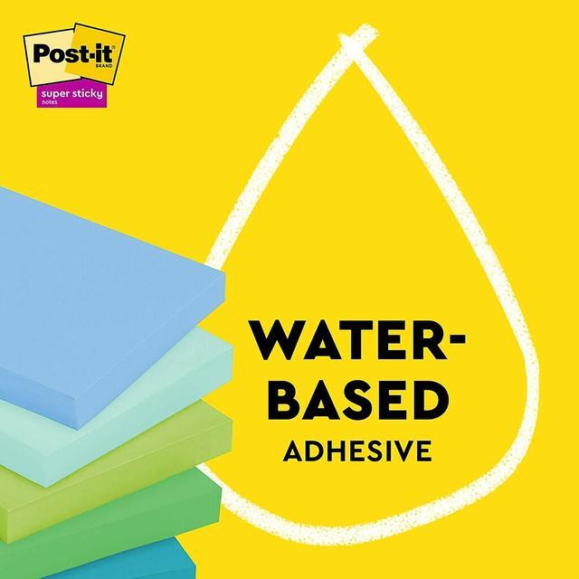 Alt view image 7 of 8 - Post-it Recycled Super Sticky Notes 3" x 3" Oasis Collection 70 Sheet/Pad 5 Pads/Pack (654R-5SST)