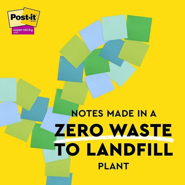Alt view image 6 of 8 - Post-it Recycled Super Sticky Notes 3" x 3" Oasis Collection 70 Sheet/Pad 5 Pads/Pack (654R-5SST)