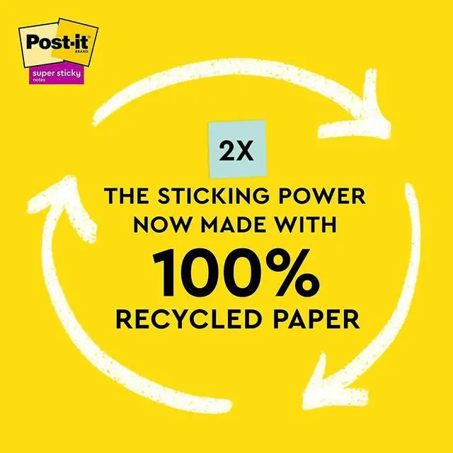Alt view image 6 of 8 - Post-it Recycled Super Sticky Notes 3" x 3" Wanderlust Pastels Collection 70 Sheet/Pad 5 Pads/Pack (654R-5SSNRP)