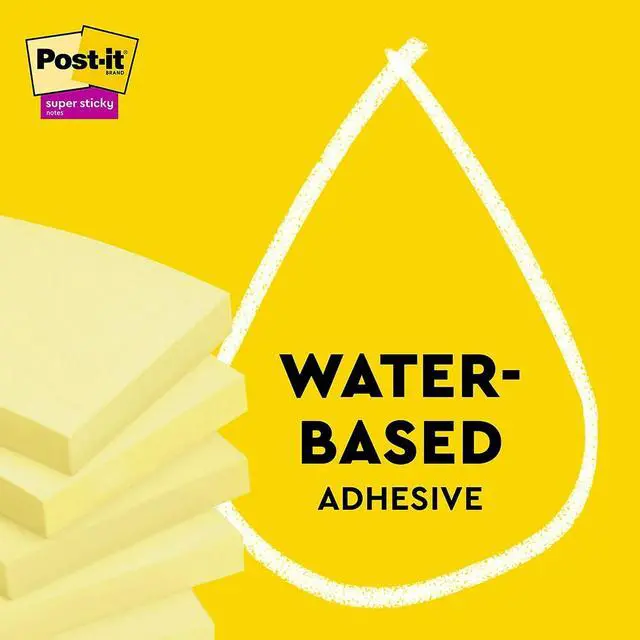 Alt view image 6 of 8 - Post-it 100% Recycled Paper Super Sticky Notes 3" x 3" Canary Yellow 70 Sheets/Pad 24 Pads/Pack (654R-24SSCY-CP)