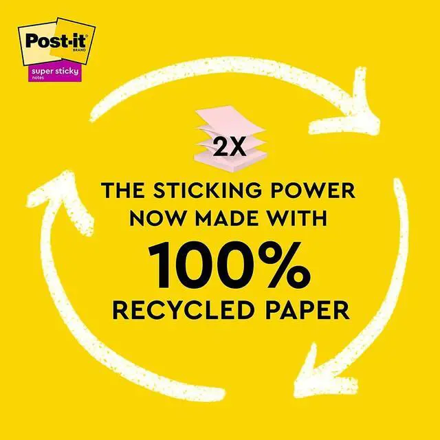Alt view image 6 of 8 - Post-it Recycled Super Sticky Pop-up Notes 3" x 3" Wanderlust Pastels Collection 70 Sheet/Pad 6 Pads/Pack (R330R-6SSNRP)