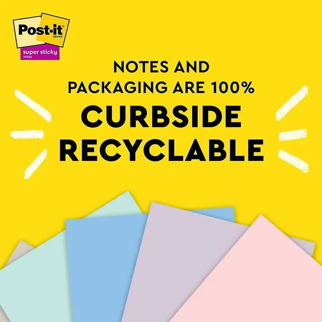Alt view image 3 of 8 - Post-it Recycled Super Sticky Pop-up Notes 3" x 3" Wanderlust Pastels Collection 70 Sheet/Pad 6 Pads/Pack (R330R-6SSNRP)