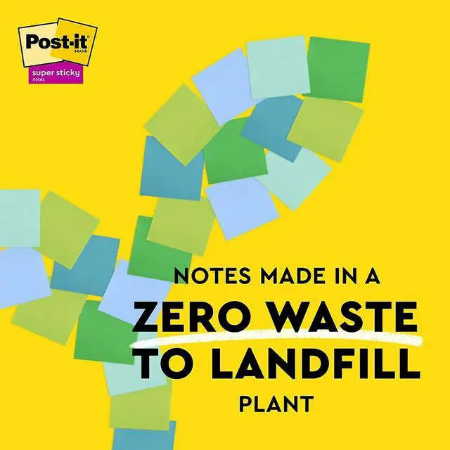 Alt view image 6 of 8 - Post-it Recycled Super Sticky Notes 4" x 6" Oasis Collection 45 Sheet/Pad 4 Pads/Pack (4621R-4SST)