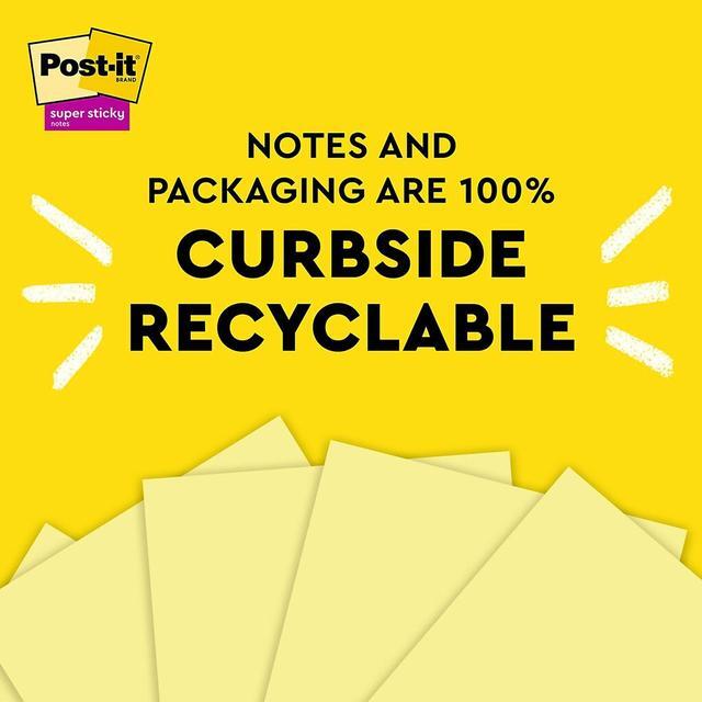 Alt view image 4 of 8 - Post-it Recycled Super Sticky Pop-up Notes 3" x 3" Canary Collection 70 Sheet/Pad 6 Pads/Pack (R330R-6SSCY)