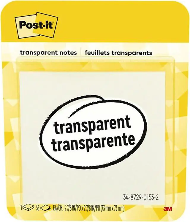 Main image of Post-it Transparent Notes 2-7/8" x 2-7/8" 36 Sheets/Pad 1 Pad/Pack (600-TRSPT) - OEM