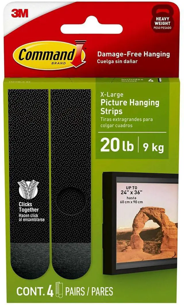 Main image of Command Picture Hanging Strips Black 4 Pairs/Pack (17217BLK-ES)