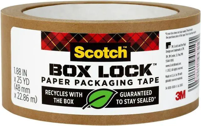 Main image of Scotch Box Lock Paper Packaging Tape 1.88" x 25 yds. Brown (7850-23-8GC)