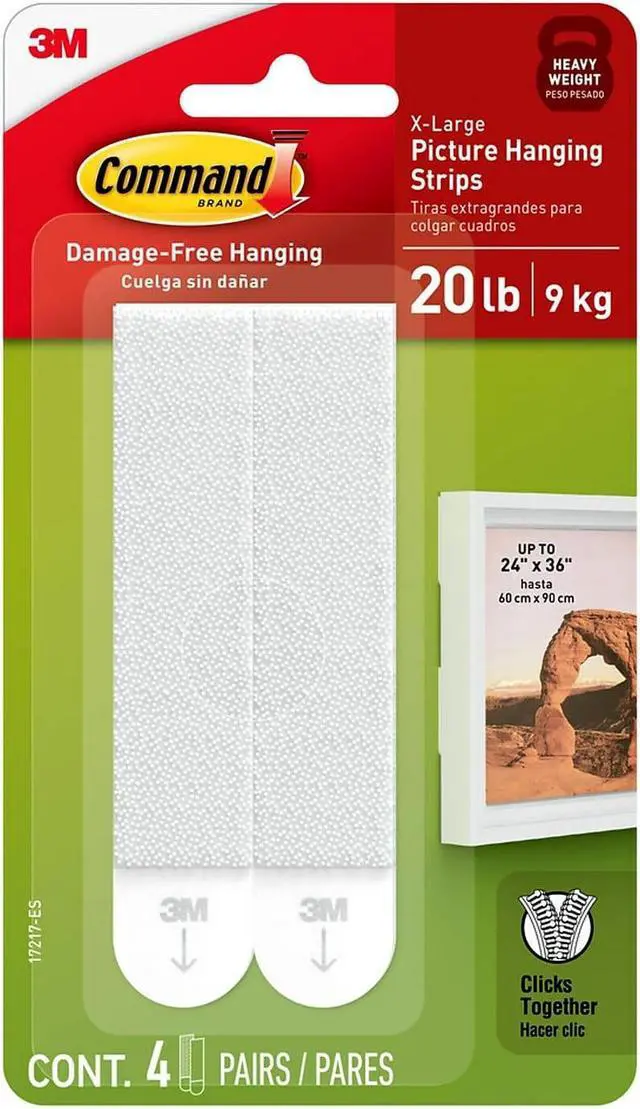 Main image of Command X-Large Picture Hanging Strips White 4 Pairs of Strips/Pack (17217-ES)