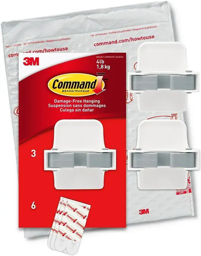Alt view image 3 of 9 - 3M Broom Gripper 3.12w x 1.85d x 3.34h White/Gray 3 Grippers/6 Strips 170073NA