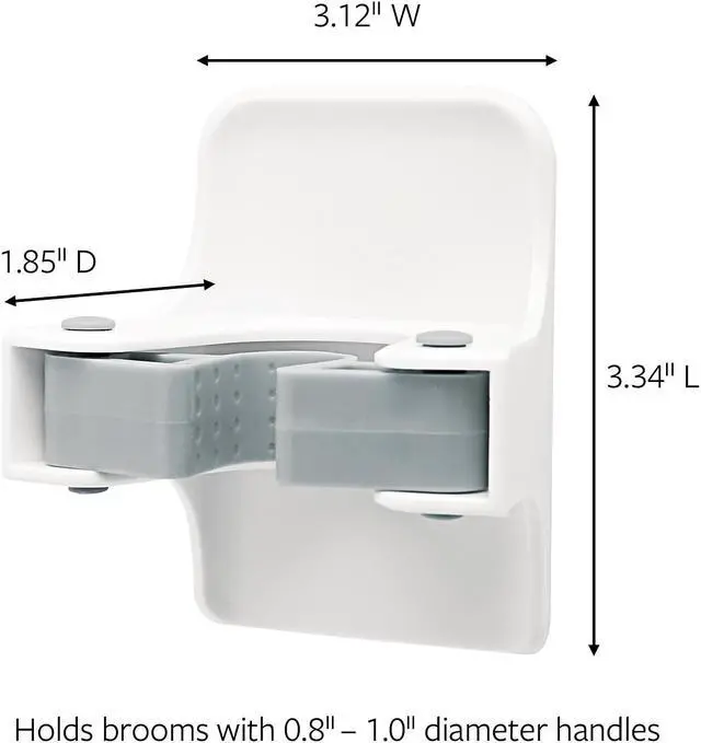 Alt view image 4 of 9 - 3M Broom Gripper 3.12w x 1.85d x 3.34h White/Gray 3 Grippers/6 Strips 170073NA