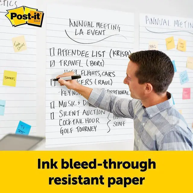 Alt view image 3 of 8 - Post-it Super Sticky Wall Easel Pad 25" x 30" Lined 30 Sheets/Pad 6 Pads/Pack (561WL-VAD-6PK)