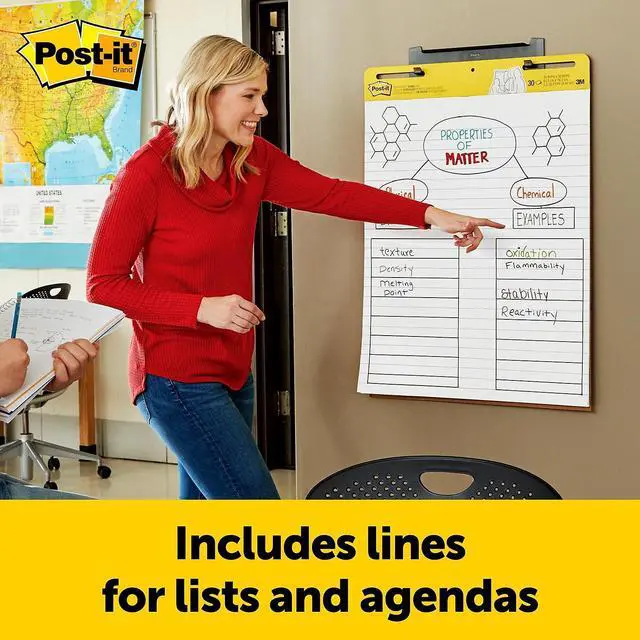 Alt view image 2 of 8 - Post-it Super Sticky Wall Easel Pad 25" x 30" Lined 30 Sheets/Pad 6 Pads/Pack (561WL-VAD-6PK)