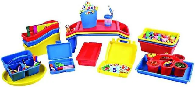 Alt view image 9 of 9 - Deflecto Antimicrobial Creativity Storage Caddy Red 39505RED
