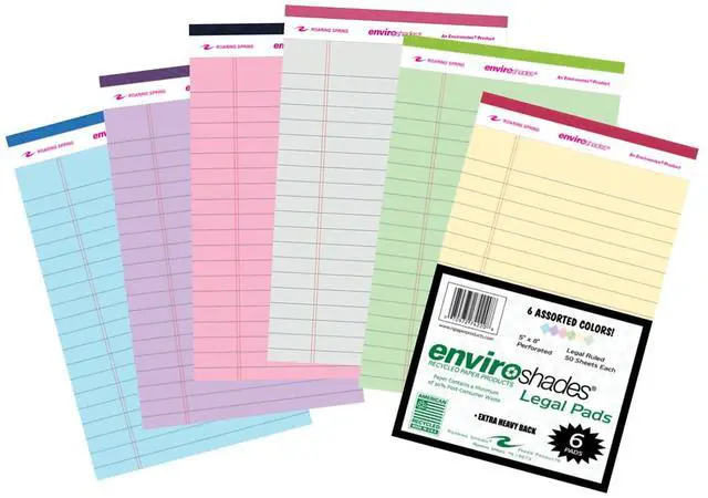 Main image of Roaring Spring 74220 Enviroshades Legal Notepads - 50 Assorted 5x8 Sheets - 72 Notepads/Carton