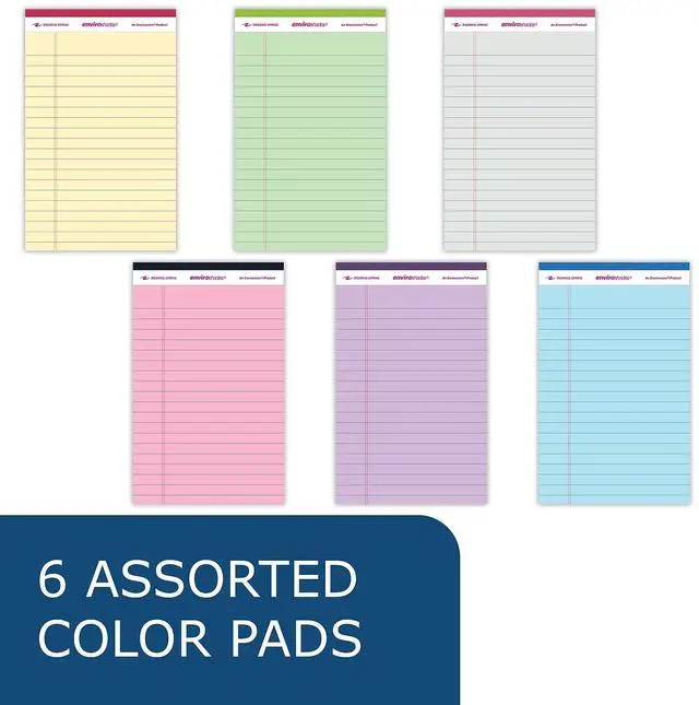 Alt view image 2 of 7 - Roaring Spring 74220 Enviroshades Legal Notepads - 50 Assorted 5x8 Sheets - 72 Notepads/Carton