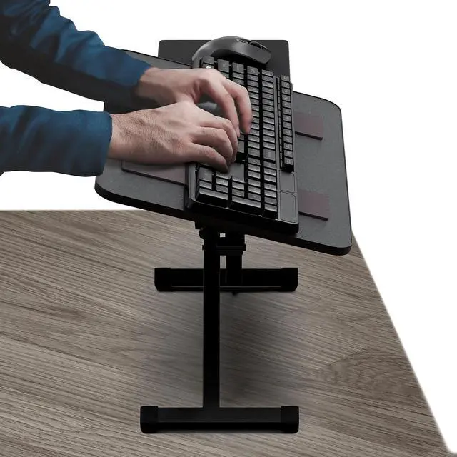 Alt view image 2 of 7 - KT3 Computer Keyboard Stand for Desk - Keyboard Riser for Desk Height Adjustable Keyboard Stand Raise Keyboards To Standing Height Wrist-Friendly Keyboard and Mouse Stand Keyboard Lift Negative Tilt