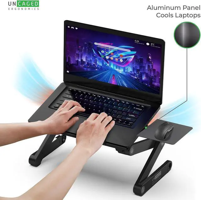 Alt view image 3 of 14 - WorkEZ BEST Adjustable Laptop Stand and Lap Desk for Laptop Adjustable Laptop Desk for Lap Aluminum Laptop Stand for Bed Laptop Cooling Stand Laptop Holder desk for bed desktop stand computer lap desk