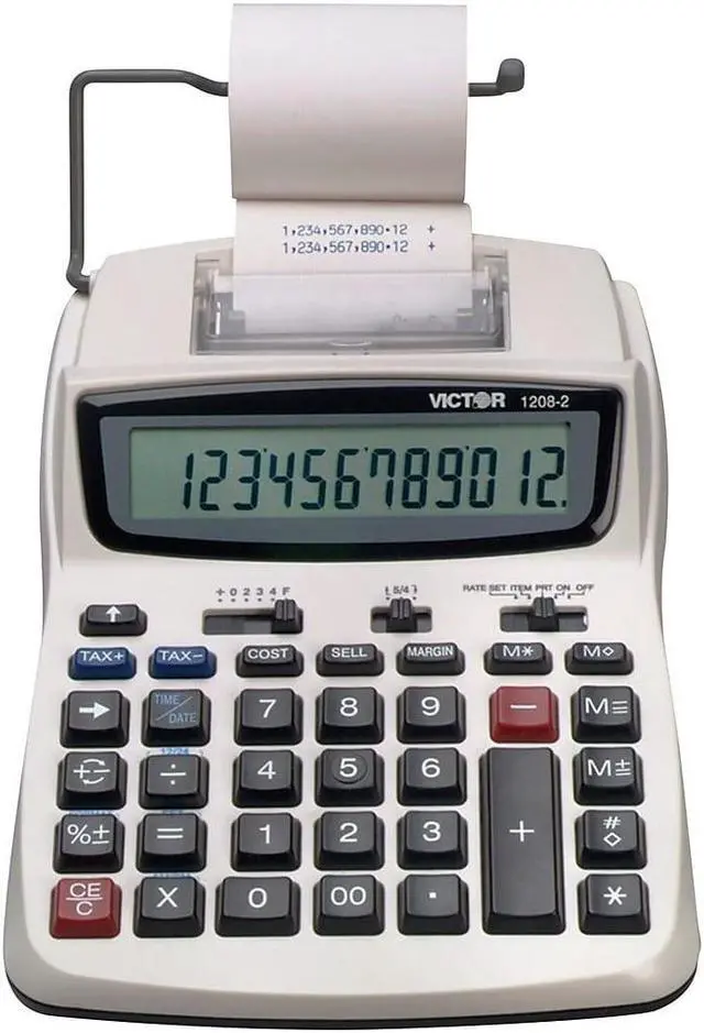 Alt view image 7 of 11 - Victor 1208-2 Two-Color Compact Printing Calculator Black/Red Print 2.3 Lines/Sec 12082