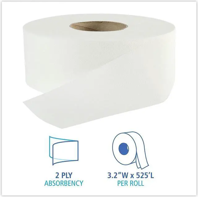 Alt view image 9 of 11 - Boardwalk 410320 Jumbo Roll Bathroom Tissue - 3.2 in. x 525 ft.