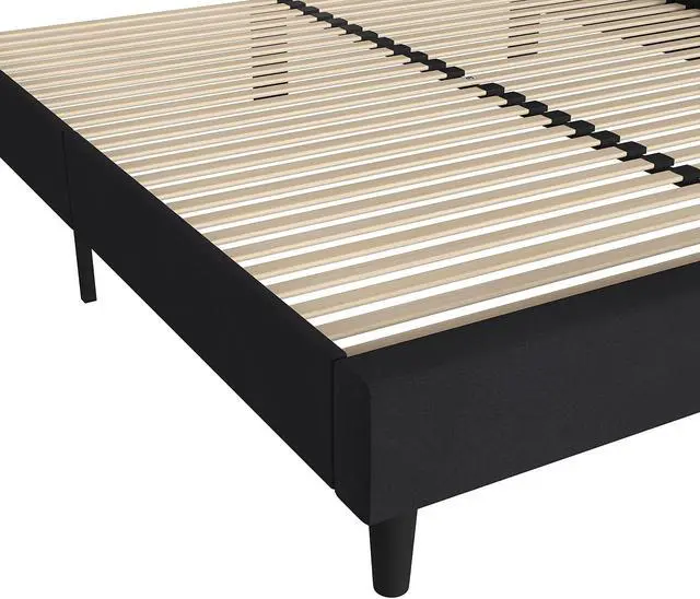 Alt view image 19 of 20 - Addison Charcoal King Fabric Upholstered Platform Bed - Headboard with Rounded Edges - No Box Spring or Foundation Needed