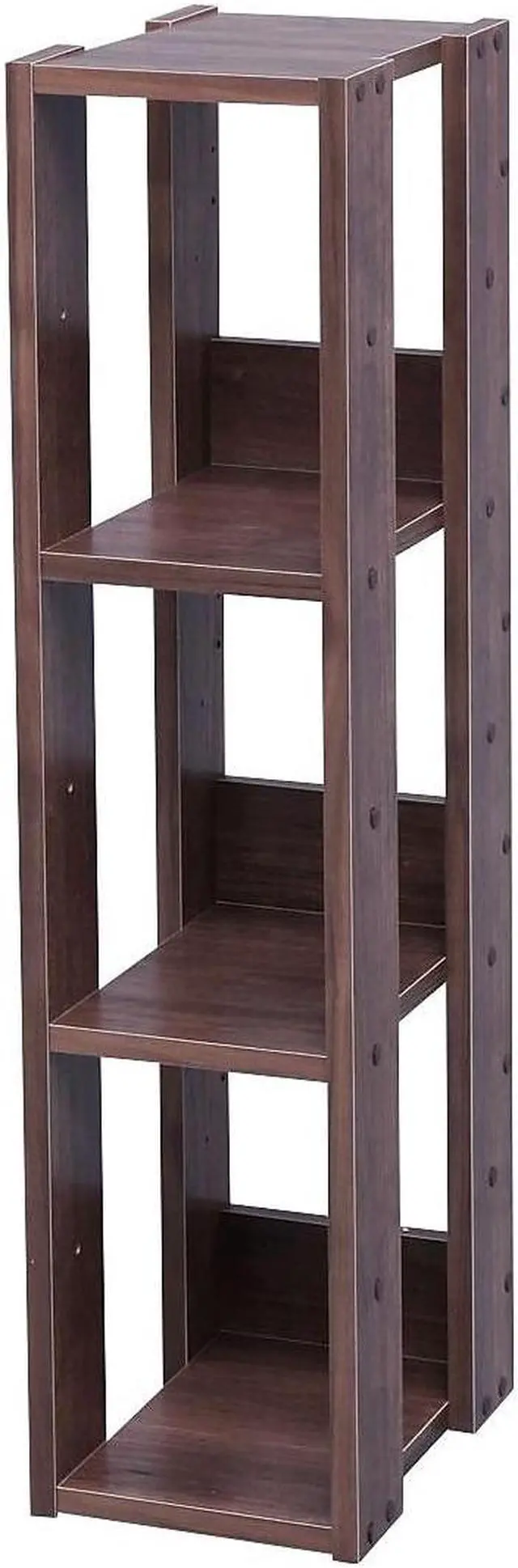 Alt view image 5 of 9 - IRIS Mado 3-Shelf Slim Open Wood Shelving Unit, Brown