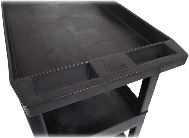 Alt view image 14 of 20 - Luxor Mobile Home Office Kitchen Service Push Handle High Capacity 18"D x 32"W Tub Utility Storage Cart 3 Shelves Black