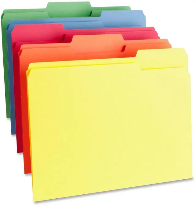 Alt view image 2 of 5 - Business Source Color File Folder 1-Ply 1/3 Cut Tabs Letter 100/BX AST 65780
