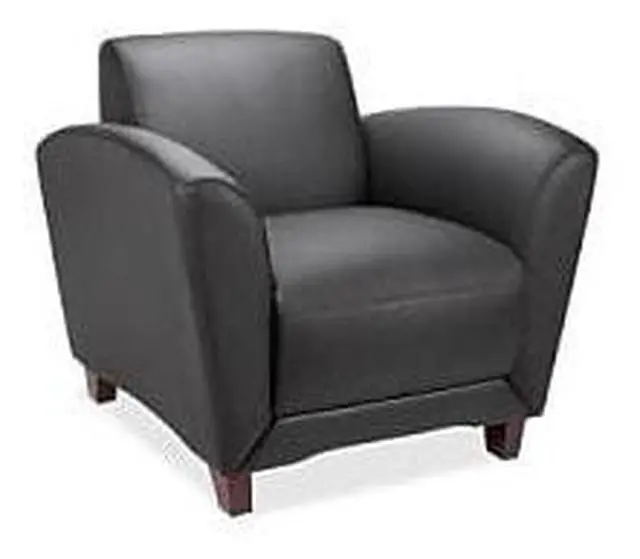 Alt view image 8 of 8 - Lorell Reception Chair Bonded 36"x34-1/2"x31-1/4" Black Leather 68952