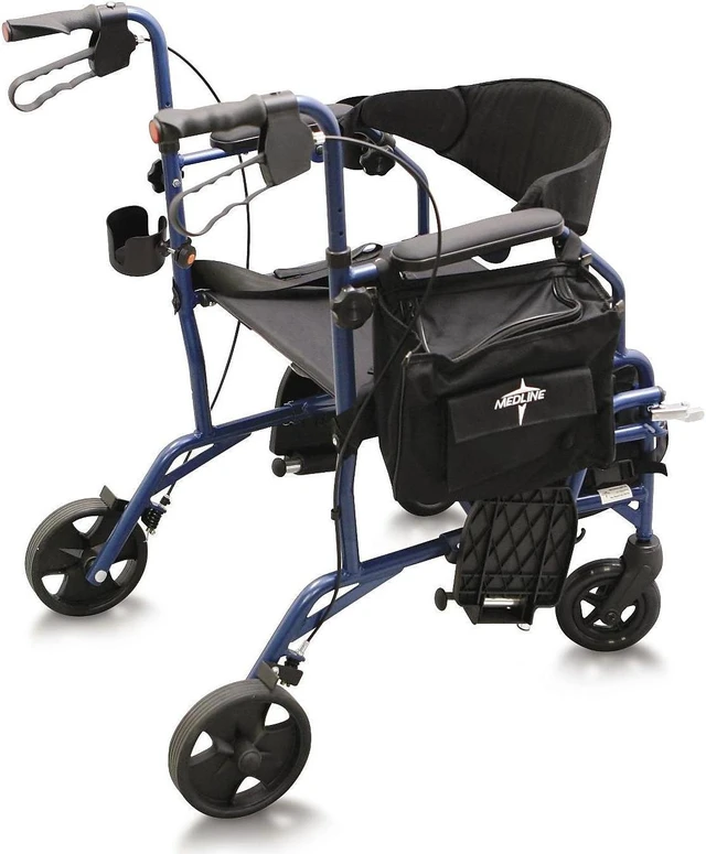 Alt view image 2 of 3 - Medline Combination Rollator Transport Chair MDS808200TR