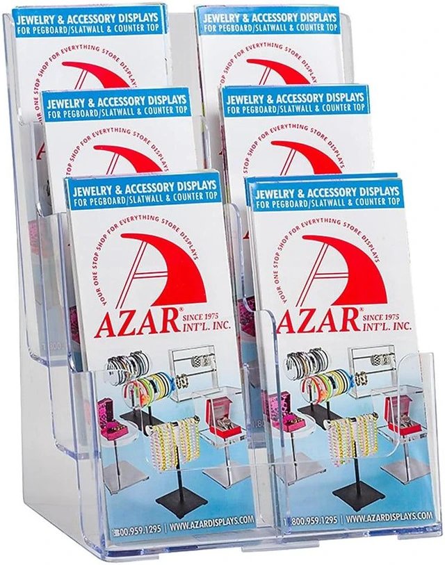 Alt view image 5 of 6 - Azar 3-Tier 6-Pocket Plastic Trifold Brochure Holder (252379)