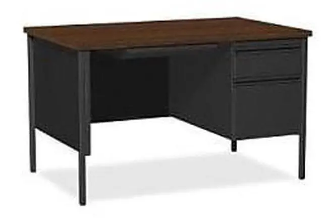 Alt view image 10 of 11 - Lorell Right Single Ped. Desk RH 48"x30"x29-1/2" Black Walnut 66902