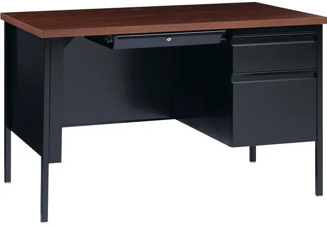 Alt view image 9 of 11 - Lorell Right Single Ped. Desk RH 48"x30"x29-1/2" Black Walnut 66902
